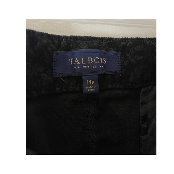 Talbots Womens Petites 14P Straight Leg Black Pants Suede Floral Print - Picture 5 of 9